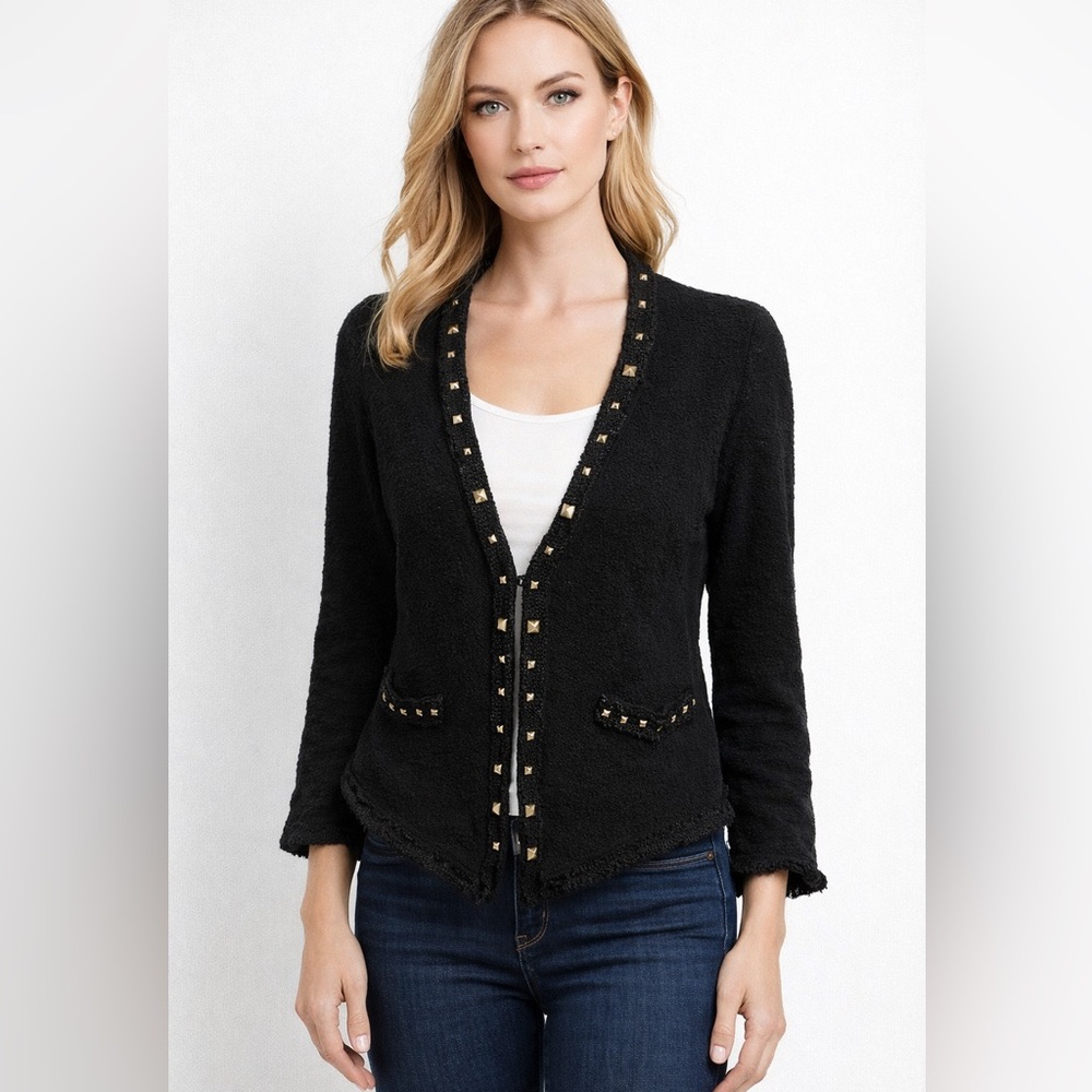 VTG Women’s Inc International Concept Tweed blazer leopard lined sz M